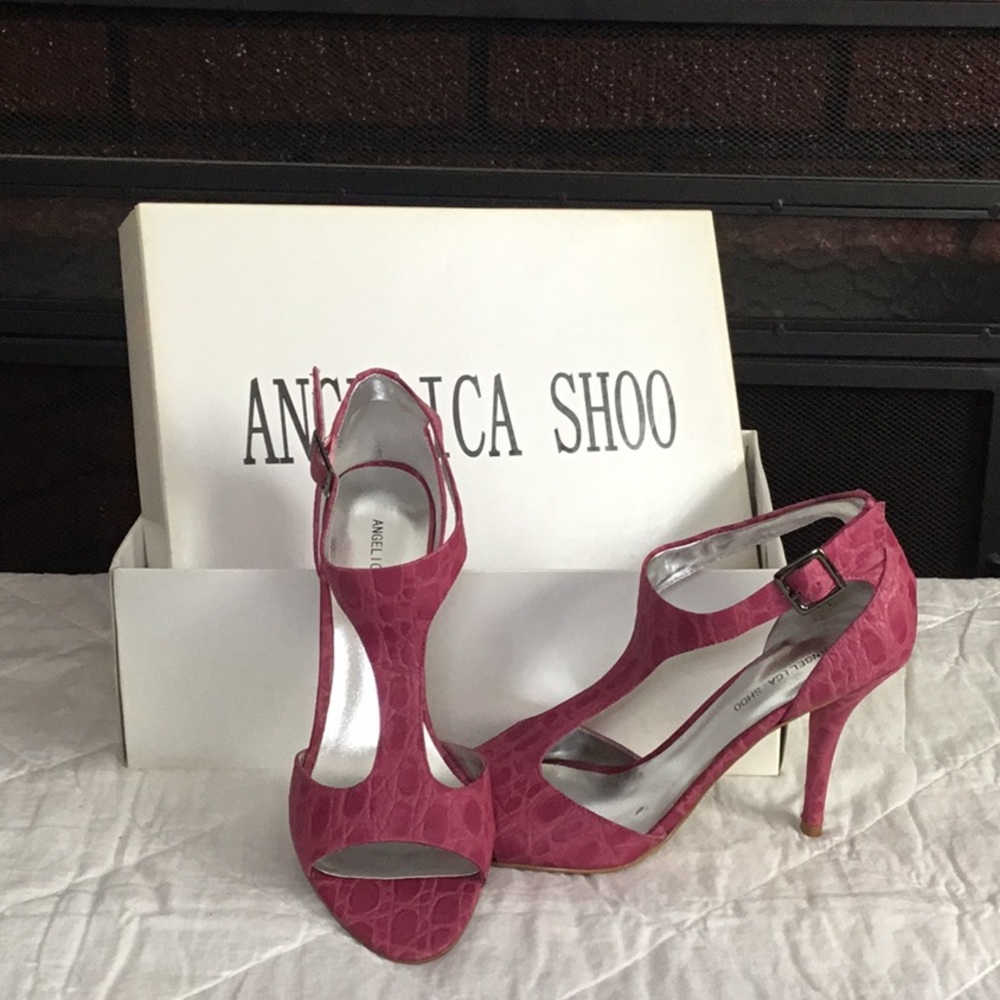 Pink Croc Leather Sandals - Picture 4 of 4